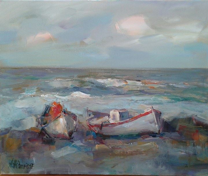 Ангелина Недин -Лодки край Морето-Живопис