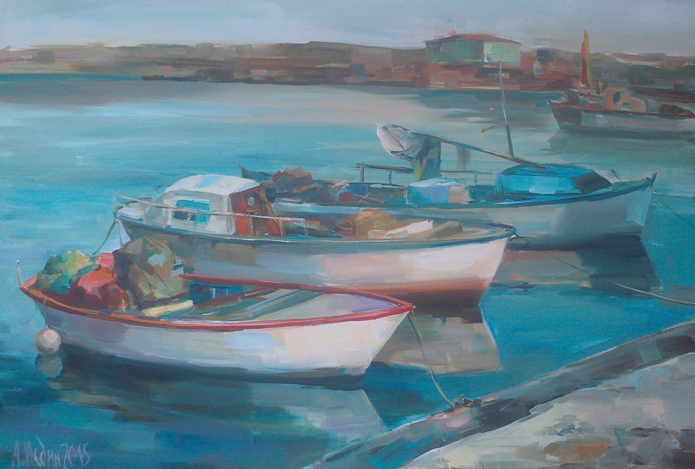 Картина Море с Лодки Живопис Ангелина Недин