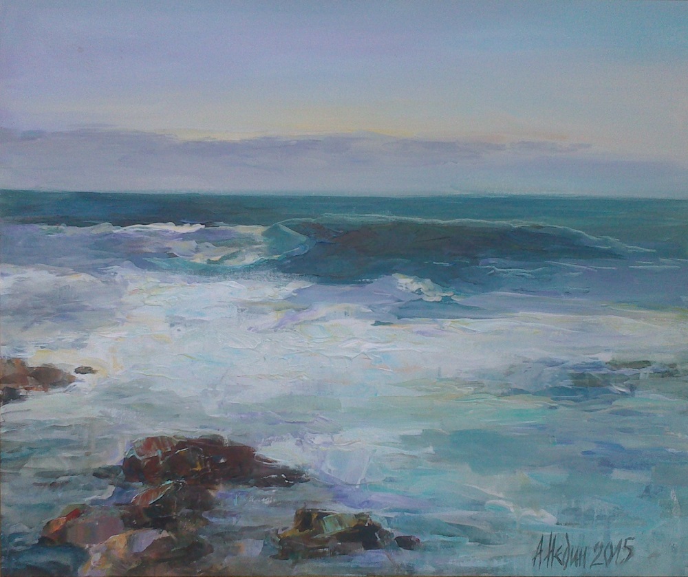 Бурно Море Ангелина Недин Морски пейзаж ,картина с маслени бои,живопис