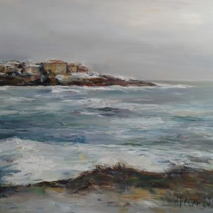 Angelina Nedin Winter in Sozopol Sea Landscape,Oil Painting ,Maritime Painting