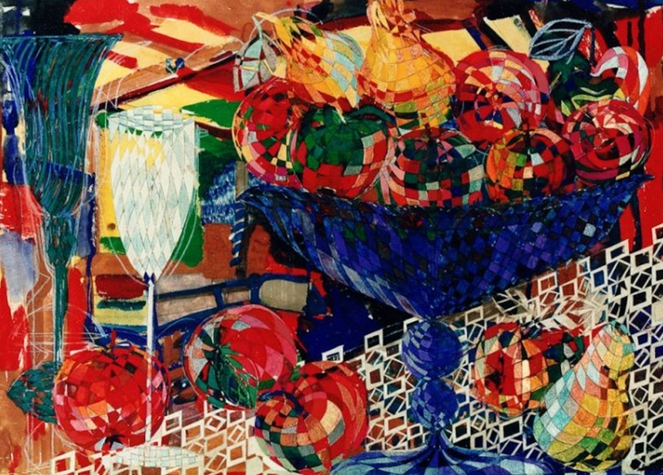 "The Blue Fruit Bowl" Naturmort Painting Rumyanka Bozhkova