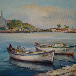 "Port and Boats" Angelina Nedin Painting