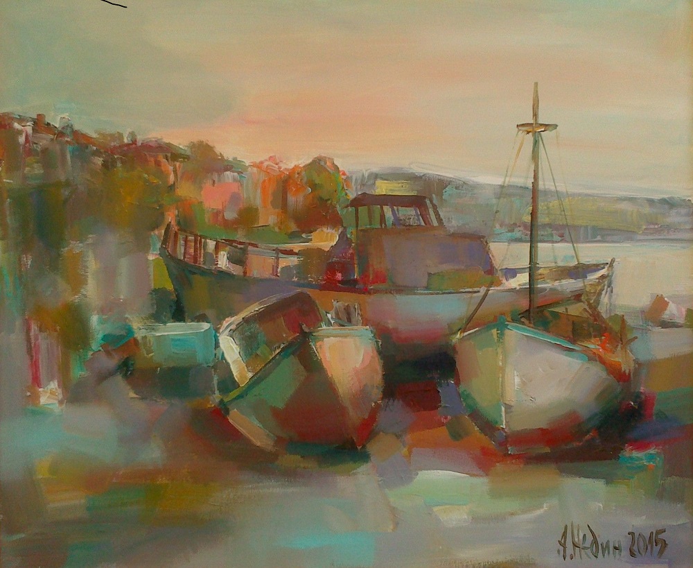 Boats Painting Angelina Nedin 