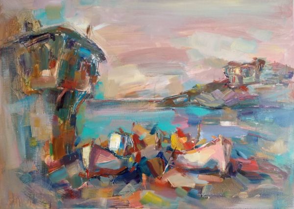 "Morning by the Sea" Marine Landscape Painting Angelina Nedin 2018