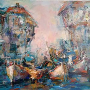 "Boats" Landscape Painting Angelina Nedin 2018