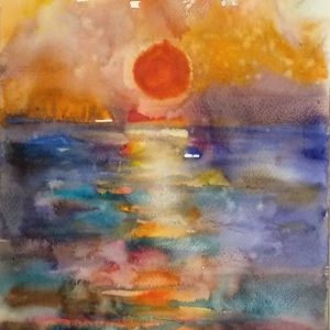 "Sunset-Impression" Watercolor Painting Angelina Nedin 2018