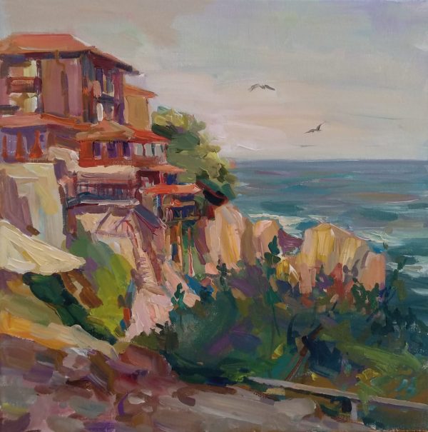 "View from the South Alley of Sozopol" Seascape Painting Angelina Nedin 2021