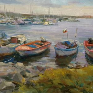 "Boats " Seascape Paintings Angelina Nedin 2021