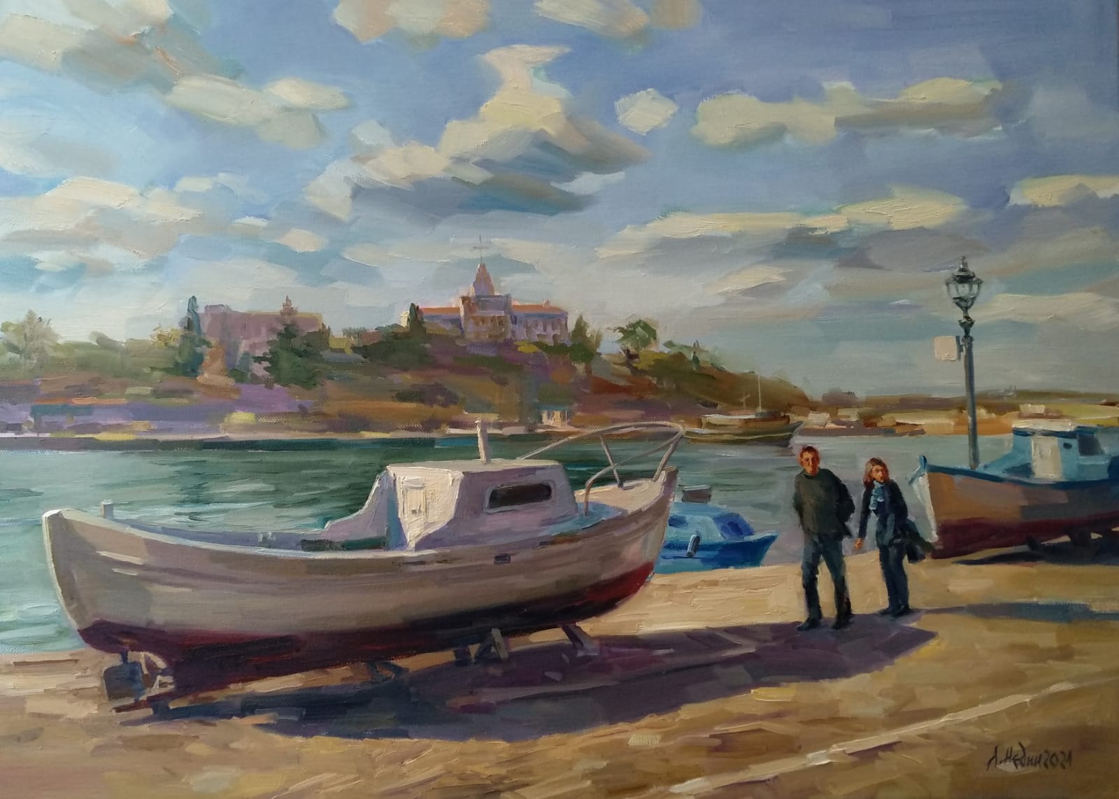 "The Port of Sozopol" Seascape Painting Angelina Nedin 2021