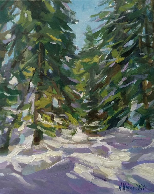 "Winter" Landscape painting Angelina Nedin 2021