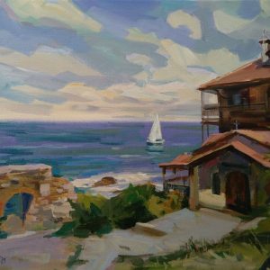 "View from Sozopol" Painting Landscape Angelina Nedin 2021