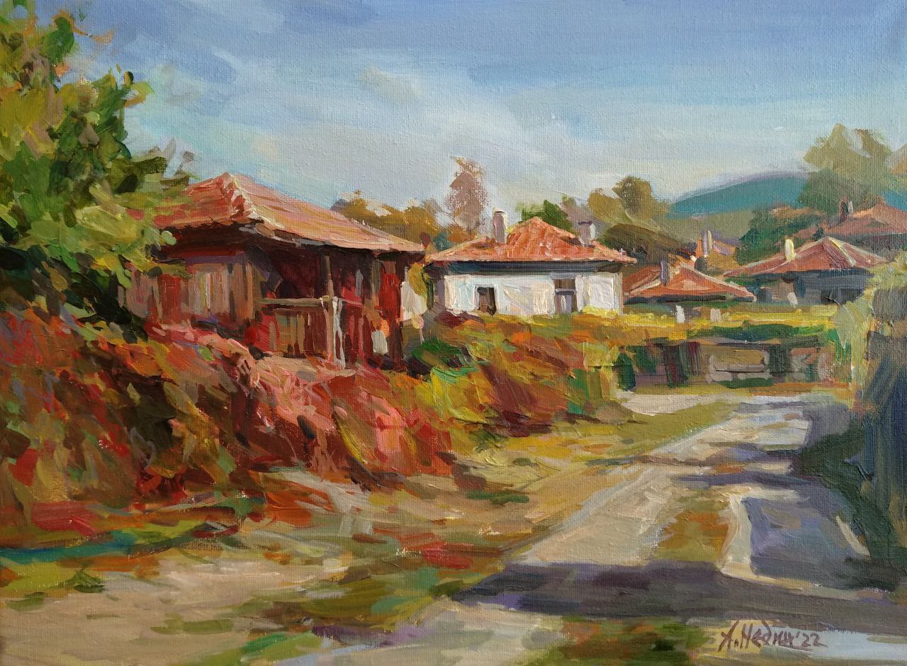 "Landscape from Brashlyan village" Painting Angelina Nedin 2022
